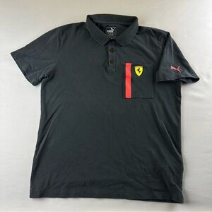 Puma Black Polo with Red Stripe and Yellow Crest